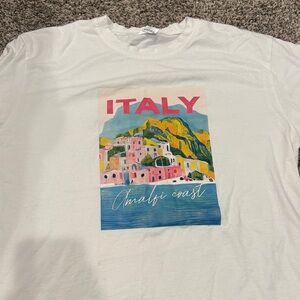 White Italy Amalfi Coast Graphic T-Shirt